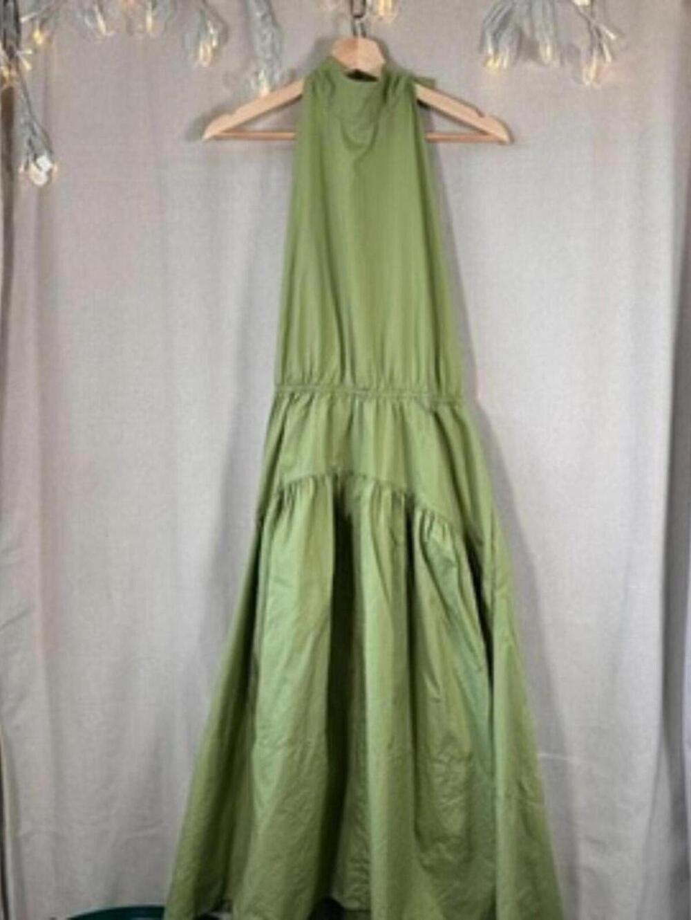 Vince Green Halter Midi Dress with Tie Back – Size L Summer Festival Party - Picture 3 of 8